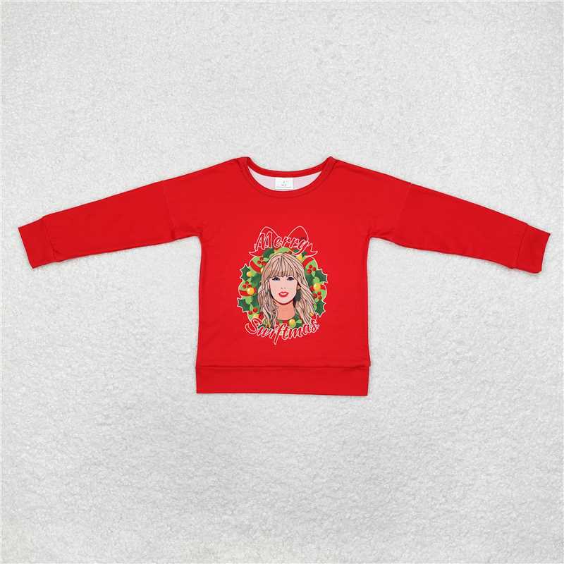 GT0703 merry swiftmas red long-sleeved top