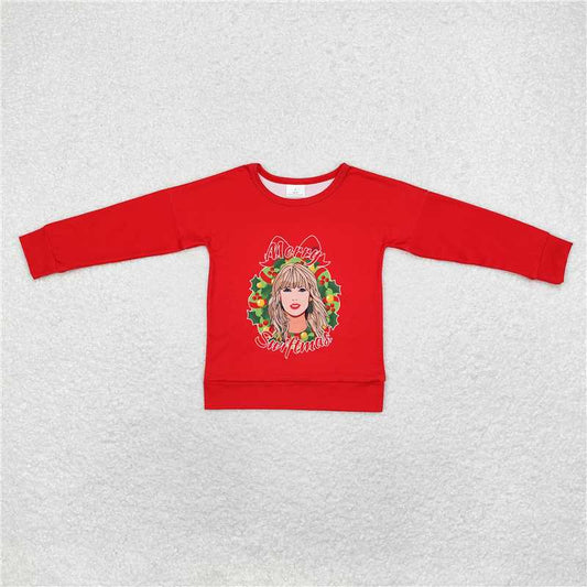 GT0703 merry swiftmas red long-sleeved top