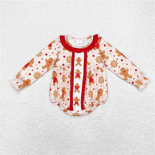 LR1583 Gingerbread man red lace long-sleeved jumpsuit