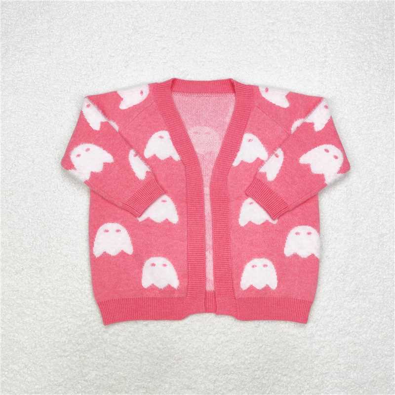 GT0650 Halloween ghost rose red long-sleeved sweater cardigan