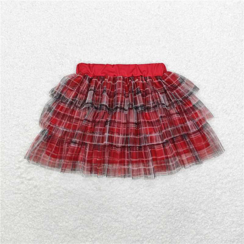 4.2 GLK0033 British campus style three-layer tulle skirt with red and black stripes