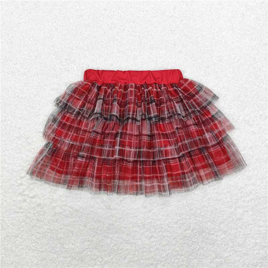 4.2 GLK0033 British campus style three-layer tulle skirt with red and black stripes