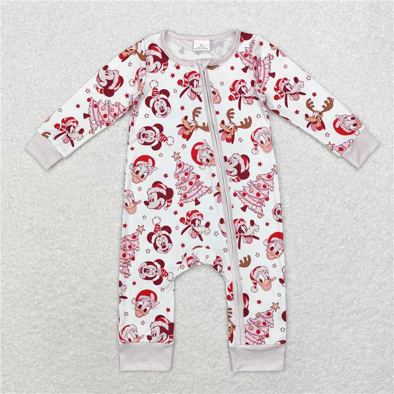 LR1510 Modal Christmas Tree Mickey Mouse Zipper Long Sleeve Bodysuit