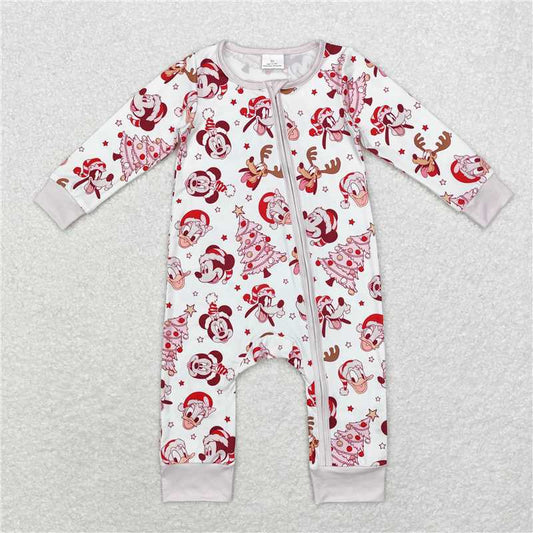 LR1510 Modal Christmas Tree Mickey Mouse Zipper Long Sleeve Bodysuit