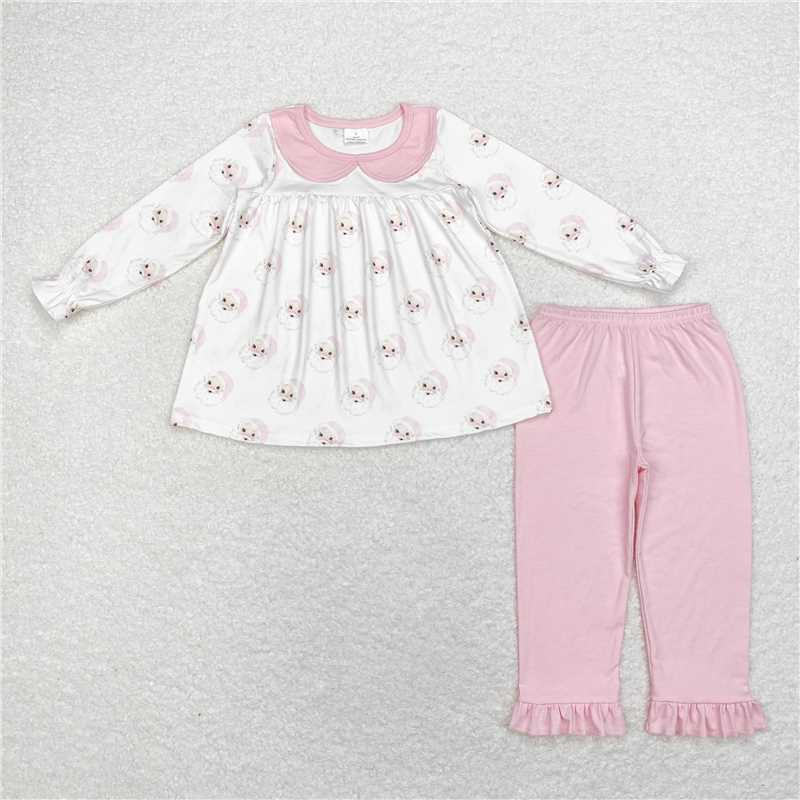 GLP1531 Santa Claus pink doll collar white long sleeve trousers suit