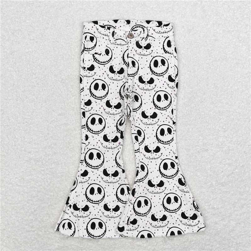 P0488 The Nightmare Before Christmas smiley face white denim trousers