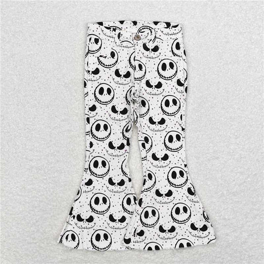 P0488 The Nightmare Before Christmas smiley face white denim trousers