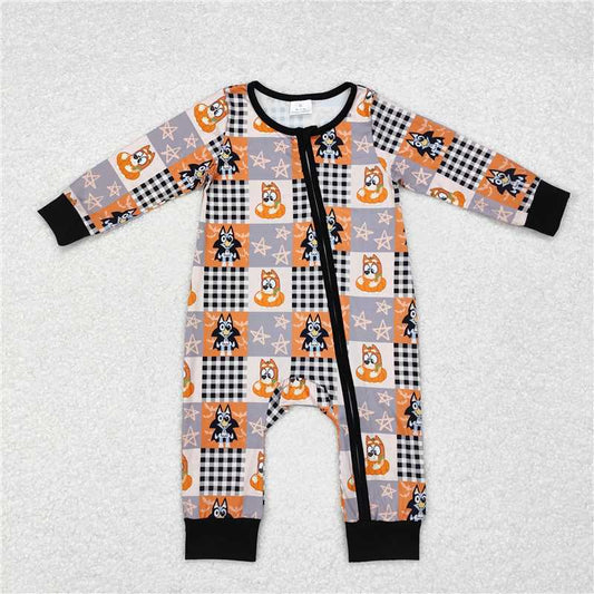 LR1484 Bluey plaid Halloween zip-up long-sleeved jumpsuit