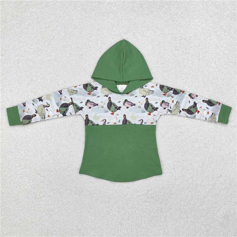 BT0357 Duck green hooded long-sleeved top