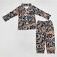 BLP0704 Brown green camouflage beige long sleeve long pants pajama set