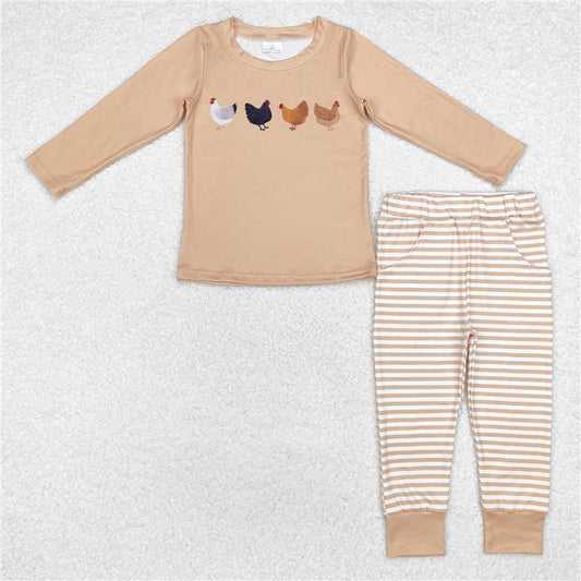 BLP0865 Chicken pattern long-sleeved striped trousers suit