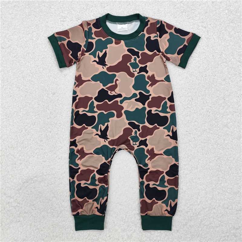 SR1816 Duck camouflage army green short-sleeved jumpsuit