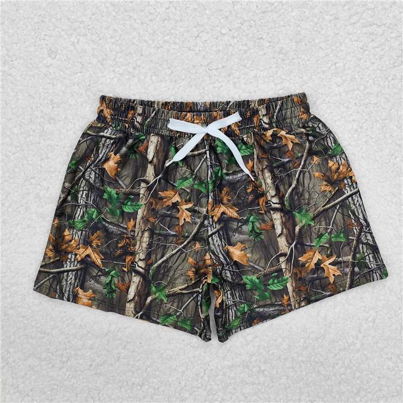 4.28  S0473 Swimming trunks with tree branches and leaves pattern