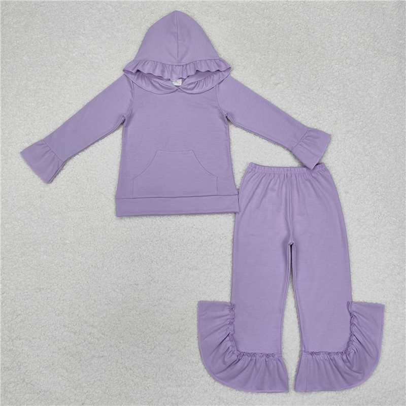 GLP2060 Pure purple lace hooded long-sleeved trousers suit