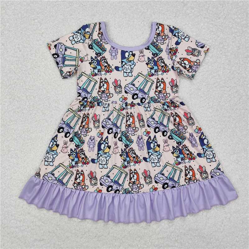 GSD1491 bluey Easter doll car purple lace short-sleeved dress