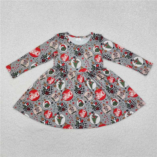 GLD0905 grinch light ball green long-sleeved dress