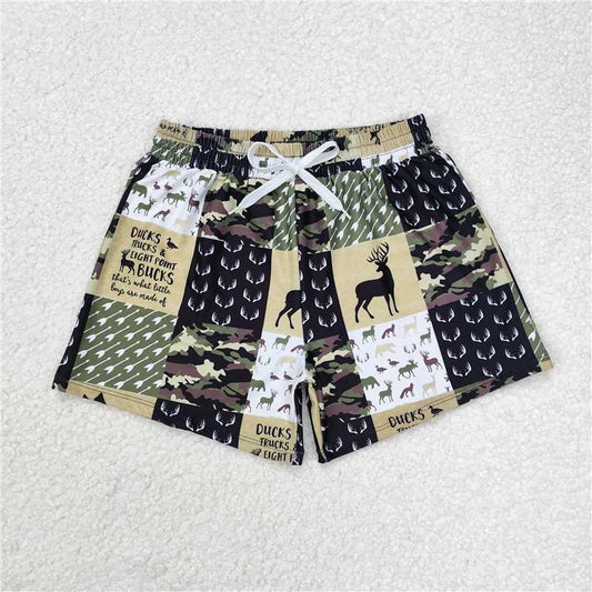 4.28 S0467 Moose and duck camouflage plaid swimming trunks