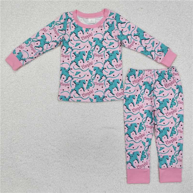 GLP1911 cowgirl riding jewel pink long-sleeved trousers pajamas set