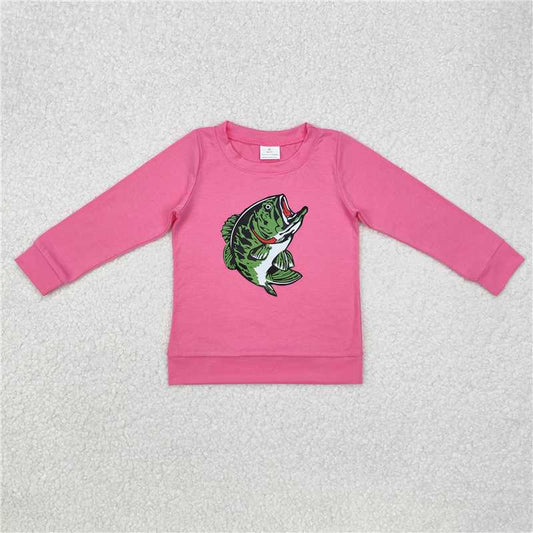 GT0870 Offset printing fishing rose red long-sleeved top