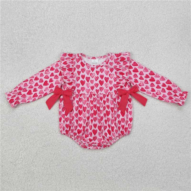 LR2146 Love rose red bow pink long-sleeved jumpsuit