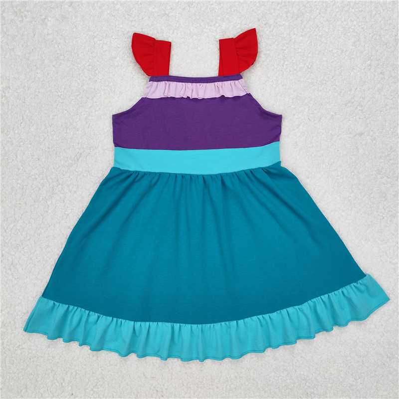 3.11 GSD1875 Cartoon role-playing purple lace blue-green flying sleeve dress