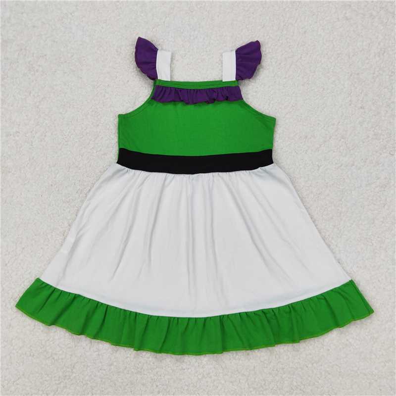3.17  GSD1874 Cartoon role-playing purple lace green and white flying sleeve dress