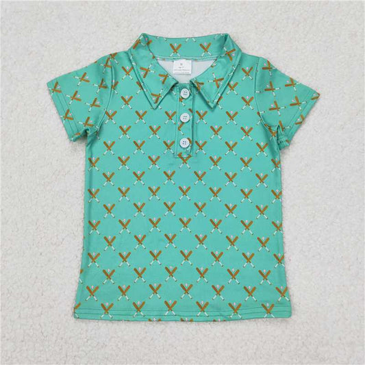 3.18  BT1119 Baseball green short-sleeved top