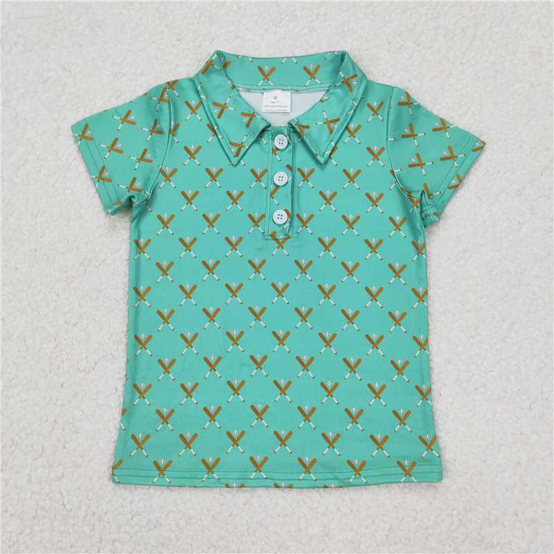 3.25BT1119 Baseball green short-sleeved top