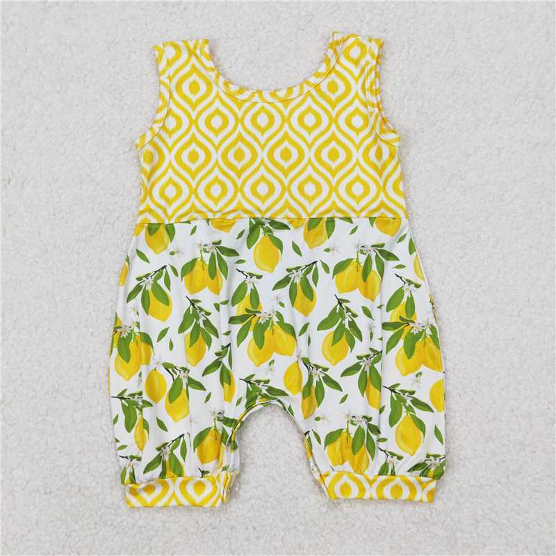 3.24 SR2676 Lemon leaf yellow and white vest jumpsuit