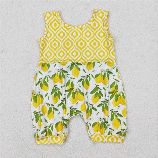 3.24 SR2676 Lemon leaf yellow and white vest jumpsuit