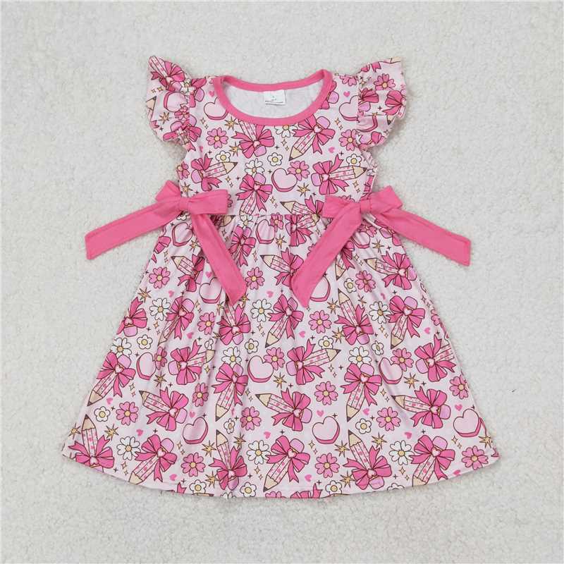 3.24  GSD1820 Rose red bow pencil flower heart pink flying sleeve dress