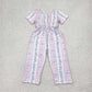 4.12  SR2941 Pink and white short-sleeved bodysuit with flower and bow pattern stripes