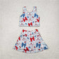 4.3  GSD2151 Baseball bow pattern blue vest skirt yoga set