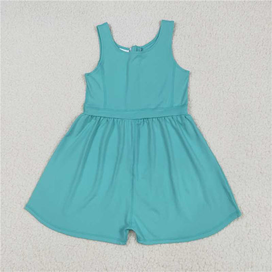 5.30  SR3023 Solid blue-green yoga sleeveless bodysuit