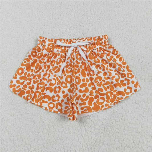 6.3 SS0584 Orange leopard print white shorts