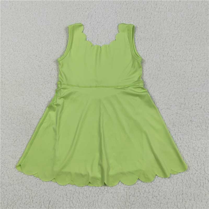 6.3  GSD2373 Solid yellow lace yoga sleeveless dress