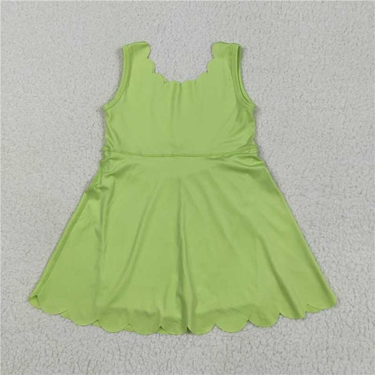 6.3  GSD2373 Solid yellow lace yoga sleeveless dress