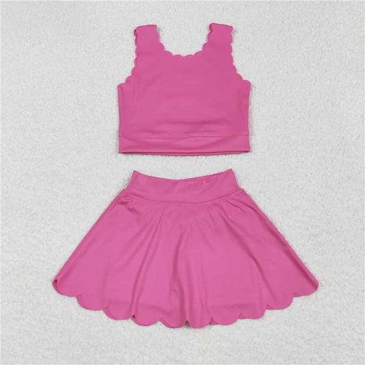 6.11 GSD2092 Pure pink vest skirt yoga set