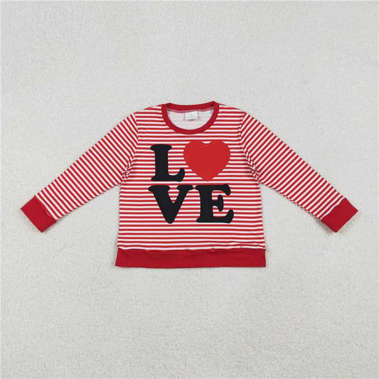 X11.4 GT1235 Heart-shaped Red Striped Long-Sleeved Top