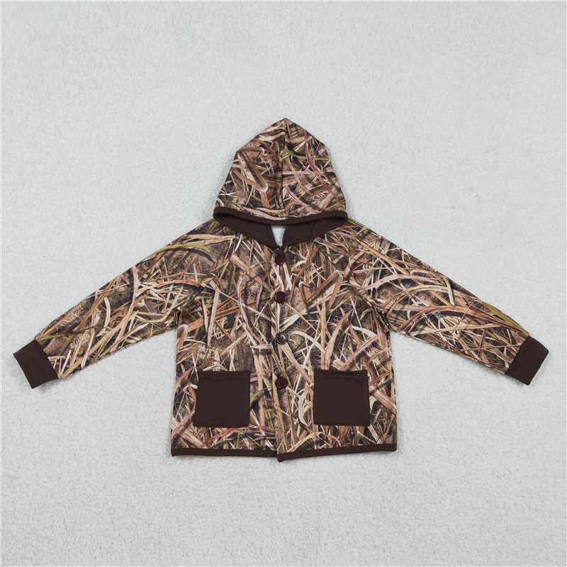 X1.6 BT1443 Pocket Hunting Dead Leaves Grass Hooded Jacket Long Sleeve Top