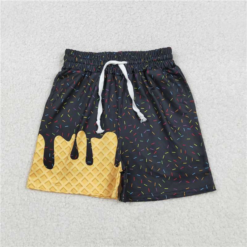X1.5  SS0624-2 Waffle Ice Cream Black Shorts