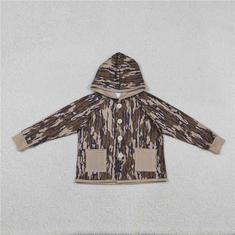 X1.6  BT1441 Pocket Army Green Camouflage Hooded Jacket/Long-Sleeved Top