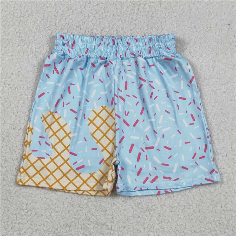 X1.5 SS0635 Waffle Ice Cream Blue Long Shorts