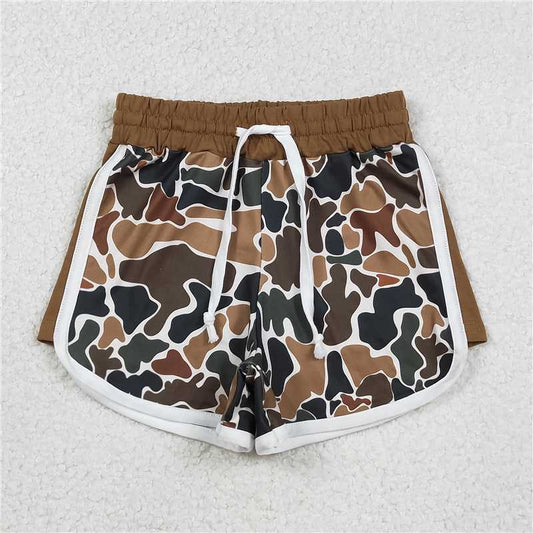 X1.5  SS0742 Brown-green camouflage beige lace-up shorts