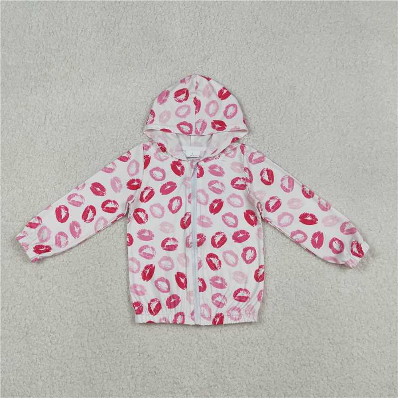 X12.26  GT1420 White Hooded Long-Sleeved Top with Lipstick Mark