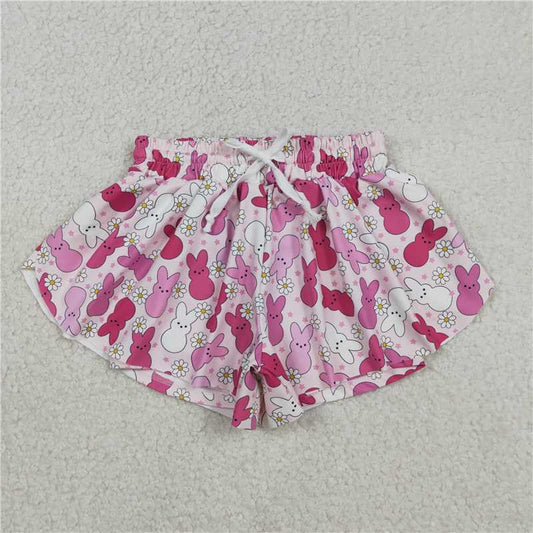 X1.9 SS0714 Easter Flower Star Rose Red Bunny Yoga Shorts