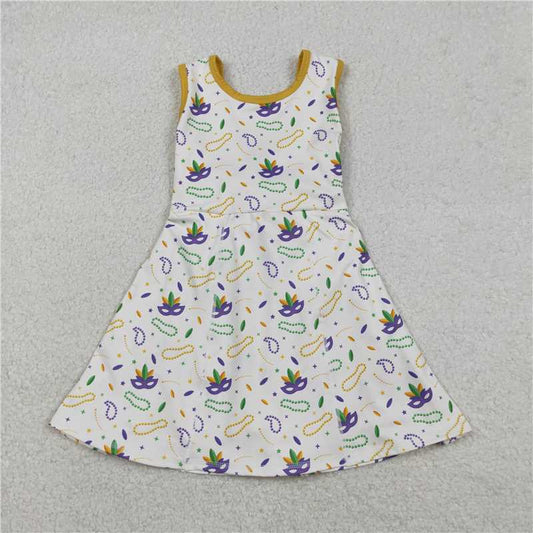 X12.23  GSD3068 Blue Striped Yoga Sleeveless Dress with Bow Pattern and Castle Design