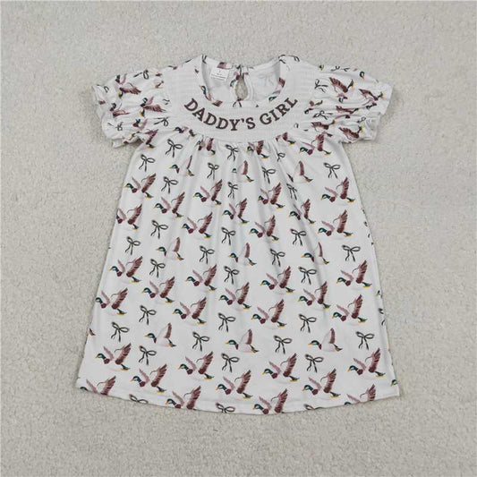 X12.24  GSD2933 Embroidered Daddy's Girl Bow Pattern Duck Short-Sleeve Dress
