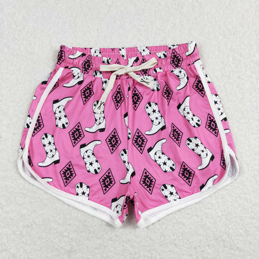 4.10 SS0131 Adults Boots Geometric Pattern Rose Red Shorts