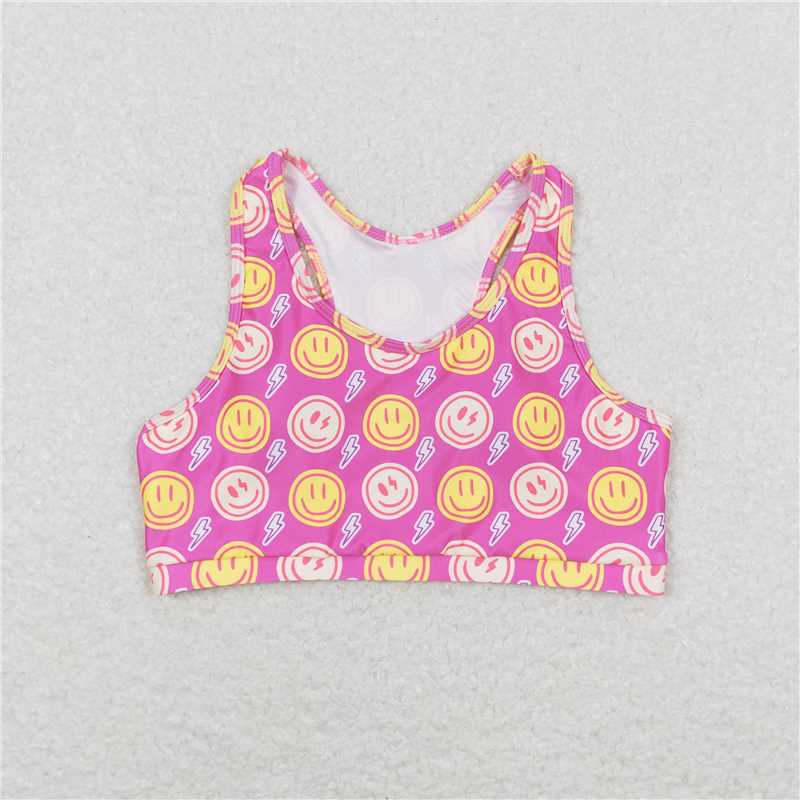 GT0520 Smiley lightning rose red sleeveless top